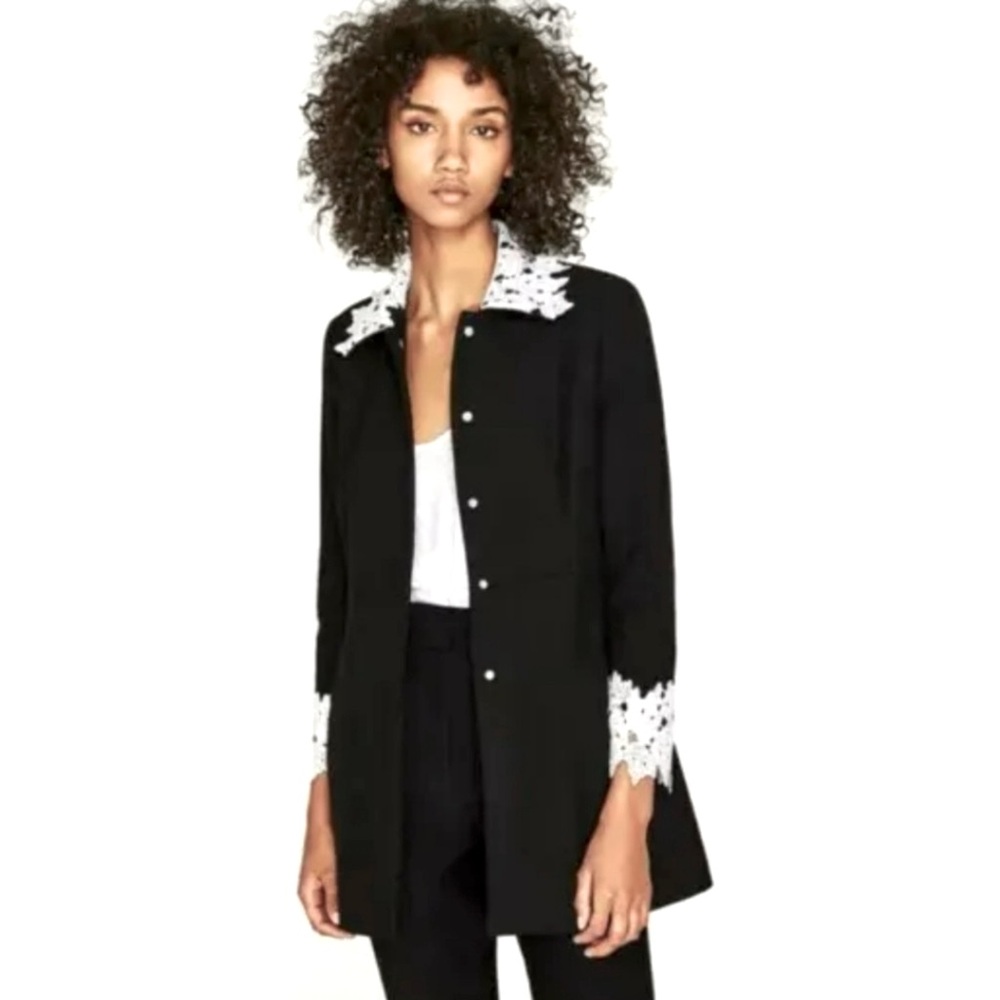 Zara Wednesday Addams Black Coat / Dress with White Lace Collar and Cuffs